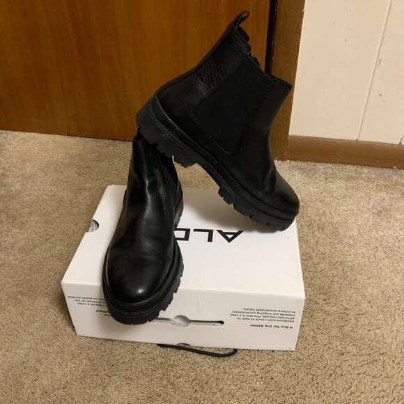 ALDO Alencia Chelsea black leather Men’s Lug Boots size 10.5 - Picture 6 of 9